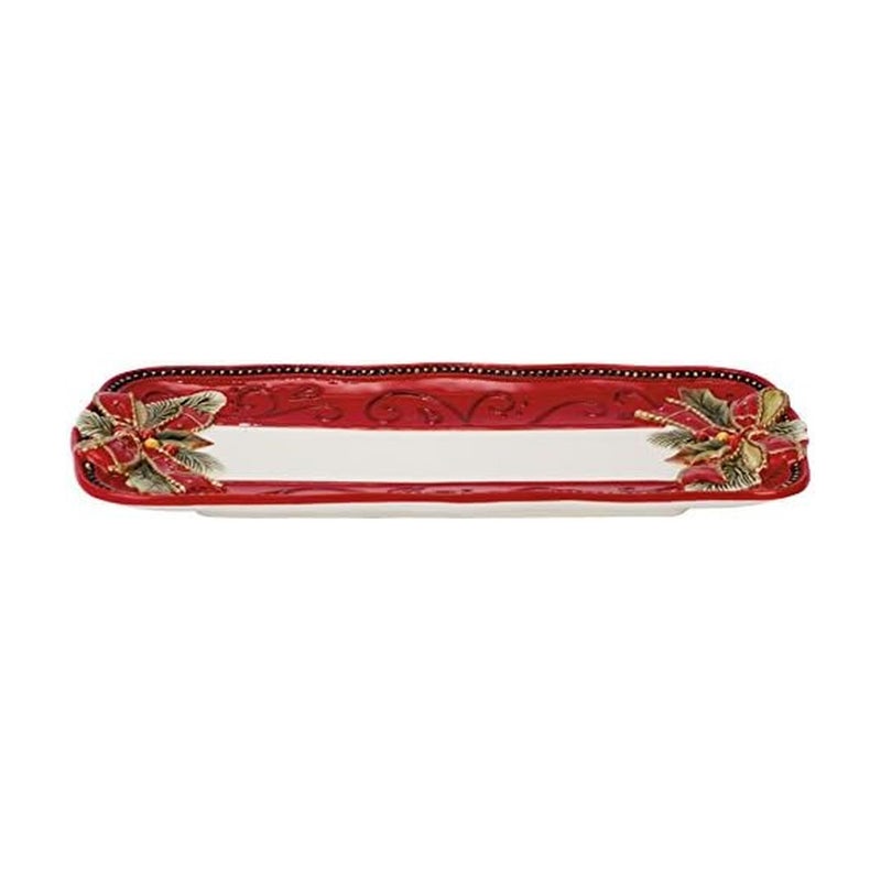 Fitz and Floyd Damask Holiday Ceramic Tray, Standard, Multicolored